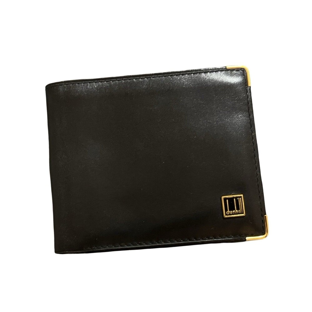 Dunhill Bifold Black Leather Gold Hardware Bifold Wallet Mens/Womens